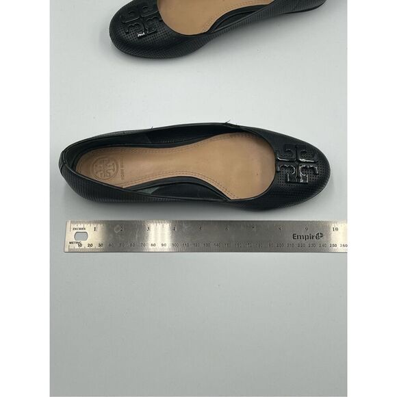 Tory Burch Lowell 2 Perforated Black Leather Ballerina Ballet Flat w Logo Size 7 - Picture 13 of 13